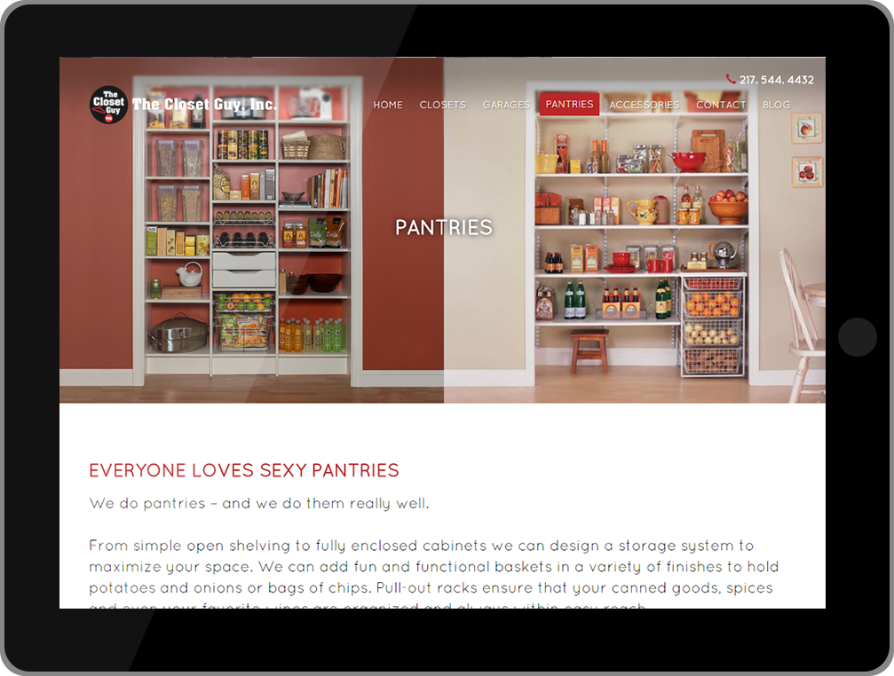 The Closet Guy tablet website